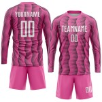 Weißes, rosafarbenes Fußballtrikot mit Sublimationsdruck Weißes, rosafarbenes Fußballtrikot mit Sublimationsdruck