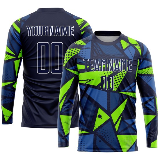 Trikot Fußball Marine Uniform Sublimation Custom Grün Navy-Neon Trikot Fußball Marine Uniform Sublimation Custom Grün Navy-Neon
