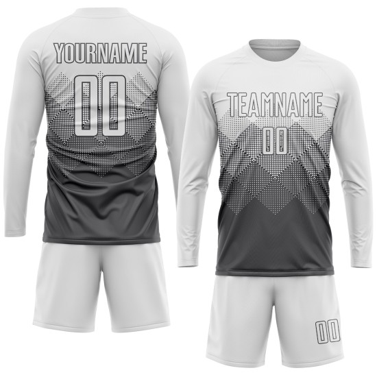 Uniform Sublimation Grau Trikot Weiß Custom Fußball Stahl Uniform Sublimation Grau Trikot Weiß Custom Fußball Stahl