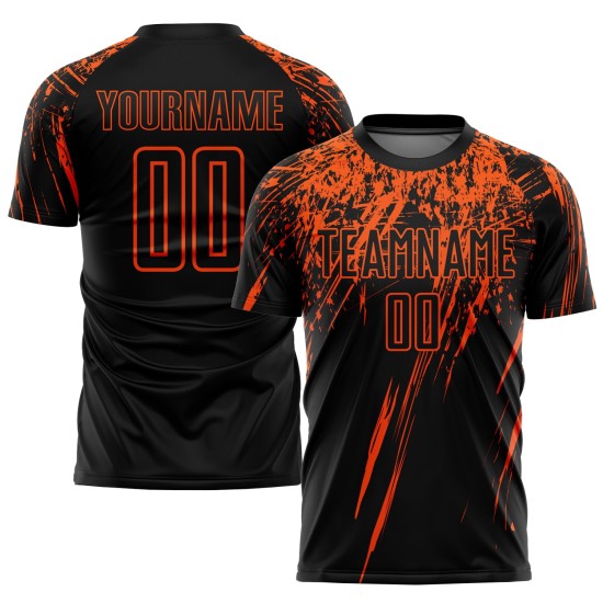Fußball Custom Orange Jersey Uniform Sublimation Schwarz Fußball Custom Orange Jersey Uniform Sublimation Schwarz
