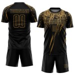 Benutzerdefinierte Sublimation Schwarz Fußball Jersey Gold Uniform Alt Benutzerdefinierte Sublimation Schwarz Fußball Jersey Gold Uniform Alt