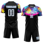 Schwarze Uniform Fußball Sublimation Custom Jersey Weiß-Hellblau Schwarze Uniform Fußball Sublimation Custom Jersey Weiß-Hellblau