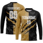 Jersey Gold Scratch Uniform Schwarz-Alt Weiß Sublimation Benutzerdefinierte Graffiti Fußball Muster Jersey Gold Scratch Uniform Schwarz-Alt Weiß Sublimation Benutzerdefinierte Graffiti Fußball Muster