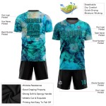 Benutzerdefinierte Dye Sublimation Teal-Schwarz Uniform Fußball Jersey Krawatte Benutzerdefinierte Dye Sublimation Teal-Schwarz Uniform Fußball Jersey Krawatte
