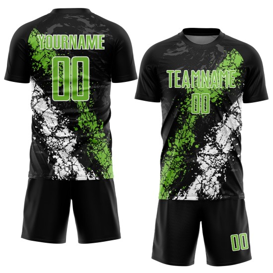 Grün-Weiß Sublimation Neon Fußball Schwarz Uniform Custom Jersey Grün-Weiß Sublimation Neon Fußball Schwarz Uniform Custom Jersey