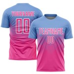 Rosa-Weißes Trikot Hellblaue Sublimationsuniform Benutzerdefinierter Fußball Rosa-Weißes Trikot Hellblaue Sublimationsuniform Benutzerdefinierter Fußball