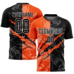 Fußball Sublimation Uniform Graffiti Schwarz-Orange Muster Jersey Scratch Custom Fußball Sublimation Uniform Graffiti Schwarz-Orange Muster Jersey Scratch Custom