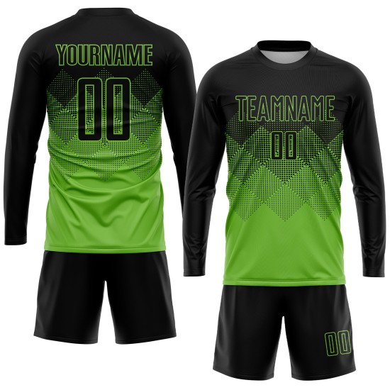 Schwarz Grün Uniform Sublimation Jersey Custom Neon Fußball Schwarz Grün Uniform Sublimation Jersey Custom Neon Fußball