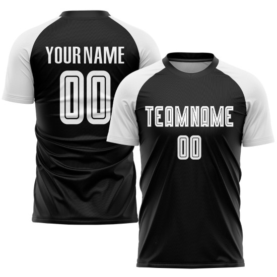 Weiß Schwarz Sublimation Custom Fußball Jersey Uniform Weiß Schwarz Sublimation Custom Fußball Jersey Uniform