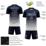 Navy Jersey Fashion Soccer Nadelstreifen Weiß Sublimation Custom Fade Uniform Navy Jersey Fashion Soccer Nadelstreifen Weiß Sublimation Custom Fade Uniform
