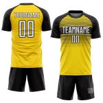 Benutzerdefinierte Fußball Gelb Trikot Weiß-Schwarz Uniform Sublimation Benutzerdefinierte Fußball Gelb Trikot Weiß-Schwarz Uniform Sublimation