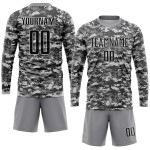 Salute Custom Schwarz-Grau zum Service Sublimation Camo Fußballtrikot Uniform Salute Custom Schwarz-Grau zum Service Sublimation Camo Fußballtrikot Uniform
