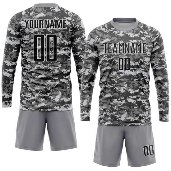 Salute Custom Schwarz-Grau zum Service Sublimation Camo Fußballtrikot Uniform Salute Custom Schwarz-Grau zum Service Sublimation Camo Fußballtrikot Uniform
