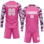 Rosa Uniformtrikot Custom Soccer Sublimation Weiß-Camo Rosa Uniformtrikot Custom Soccer Sublimation Weiß-Camo