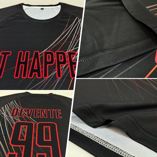 Benutzerdefinierte Sublimation Trikot Fußball Schwarz-Rot Uniform Schwarz Benutzerdefinierte Sublimation Trikot Fußball Schwarz-Rot Uniform Schwarz