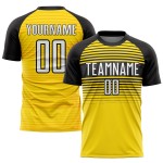 Benutzerdefinierte Fußball Gelb Trikot Weiß-Schwarz Uniform Sublimation Benutzerdefinierte Fußball Gelb Trikot Weiß-Schwarz Uniform Sublimation