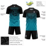Benutzerdefinierte Sublimation Fußball Petrol Uniform Jersey Schwarz Benutzerdefinierte Sublimation Fußball Petrol Uniform Jersey Schwarz