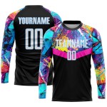 Schwarze Uniform Fußball Sublimation Custom Jersey Weiß-Hellblau Schwarze Uniform Fußball Sublimation Custom Jersey Weiß-Hellblau