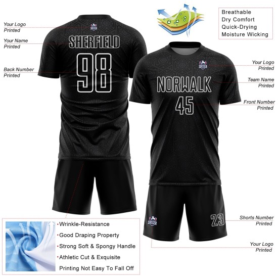 Geometrische Custom Schwarz Jersey Uniform Formen Weiß Sublimation Geometrische Custom Schwarz Jersey Uniform Formen Weiß Sublimation