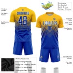 Benutzerdefinierte Uniform Fußball Royal-Weiß Sublimation Gold Trikot Benutzerdefinierte Uniform Fußball Royal-Weiß Sublimation Gold Trikot
