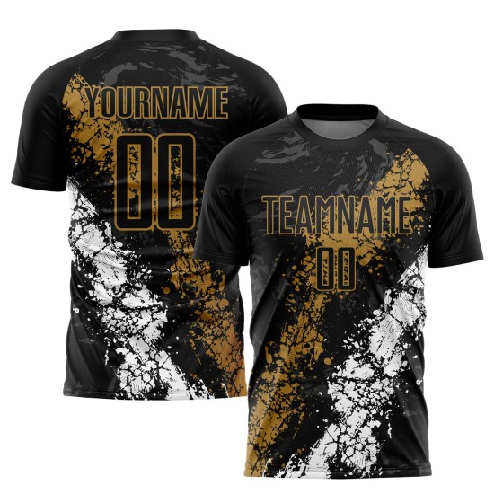Uniform Custom Schwarz Fußball Gold-Weiß Old Jersey Sublimation Uniform Custom Schwarz Fußball Gold-Weiß Old Jersey Sublimation