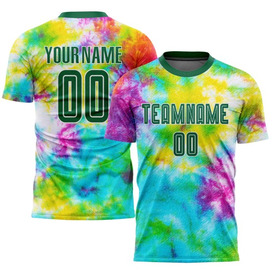 Uniform Grün-Weiß Farbstoff Kelly Tie Jersey Fußball Custom Sublimation Uniform Grün-Weiß Farbstoff Kelly Tie Jersey Fußball Custom Sublimation
