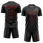 Benutzerdefinierte Sublimation Trikot Fußball Schwarz-Rot Uniform Schwarz Benutzerdefinierte Sublimation Trikot Fußball Schwarz-Rot Uniform Schwarz