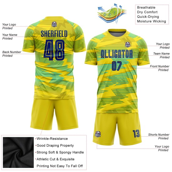 Blaues Trikot Royal-Light Custom Sublimation Fußballuniform Auswärts Gold Blaues Trikot Royal-Light Custom Sublimation Fußballuniform Auswärts Gold