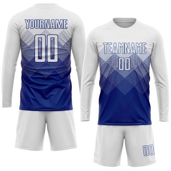 Fußball Custom Jersey Royal Sublimation Weiße Uniform Fußball Custom Jersey Royal Sublimation Weiße Uniform