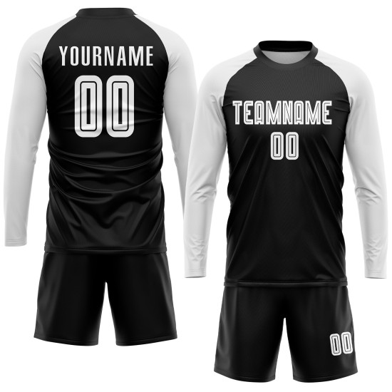 Weiß Schwarz Sublimation Custom Fußball Jersey Uniform Weiß Schwarz Sublimation Custom Fußball Jersey Uniform