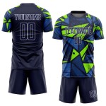 Trikot Fußball Marine Uniform Sublimation Custom Grün Navy-Neon Trikot Fußball Marine Uniform Sublimation Custom Grün Navy-Neon