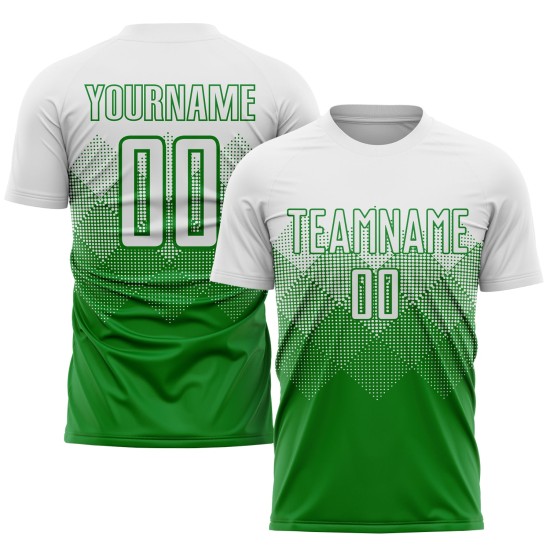Weiße Sublimation Gras Jersey Grün Custom Fußball Uniform Weiße Sublimation Gras Jersey Grün Custom Fußball Uniform