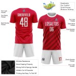 Weiße Sublimation Fußballuniform Individuelles rotes Trikot Weiße Sublimation Fußballuniform Individuelles rotes Trikot