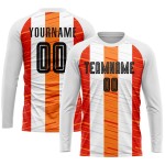 Uniform Fußball Custom Weiß Jersey Sublimation Schwarz-Orange Uniform Fußball Custom Weiß Jersey Sublimation Schwarz-Orange