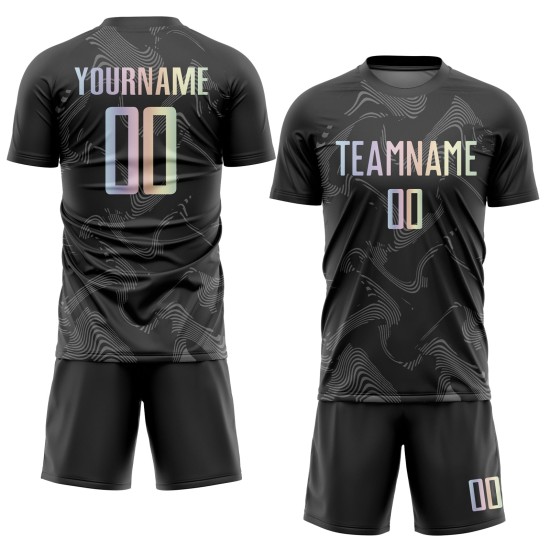Uniform Jersey Fußball Sublimation Schwarz Kurve Gradient-Grau Linien Custom Uniform Jersey Fußball Sublimation Schwarz Kurve Gradient-Grau Linien Custom