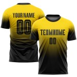 Uniform Fußball Mode Sublimation Jersey Custom Fade Schwarz Gold Uniform Fußball Mode Sublimation Jersey Custom Fade Schwarz Gold