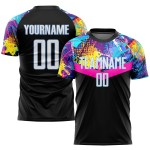 Schwarze Uniform Fußball Sublimation Custom Jersey Weiß-Hellblau Schwarze Uniform Fußball Sublimation Custom Jersey Weiß-Hellblau