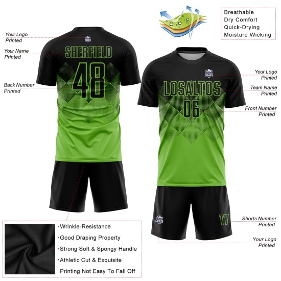 Schwarz Grün Uniform Sublimation Jersey Custom Neon Fußball Schwarz Grün Uniform Sublimation Jersey Custom Neon Fußball