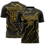 Sublimation Fußballtrikot Uniform Lightning Schwarz Custom Gelb Sublimation Fußballtrikot Uniform Lightning Schwarz Custom Gelb