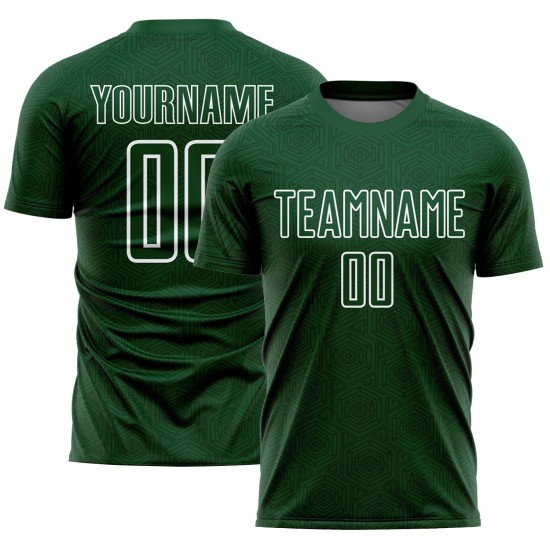 Geometrische weiße Trikots grüne Fußballformen benutzerdefinierte Sublimation Uniform Geometrische weiße Trikots grüne Fußballformen benutzerdefinierte Sublimation Uniform