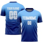 Weiß-Royal Uniform Fashion Light Sublimation Blau Fußball Fade Custom Jersey Weiß-Royal Uniform Fashion Light Sublimation Blau Fußball Fade Custom Jersey