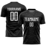 Schwarzes Fußballuniform-Trikot mit benutzerdefiniertem weißem Sublimationsdruck Schwarzes Fußballuniform-Trikot mit benutzerdefiniertem weißem Sublimationsdruck