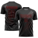 Benutzerdefinierte Sublimation Trikot Fußball Schwarz-Rot Uniform Schwarz Benutzerdefinierte Sublimation Trikot Fußball Schwarz-Rot Uniform Schwarz