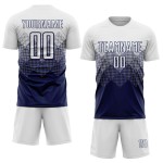Benutzerdefinierte Marineblau Weiß Trikot Fußball Uniform Sublimation Benutzerdefinierte Marineblau Weiß Trikot Fußball Uniform Sublimation