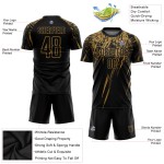 Benutzerdefinierte Sublimation Schwarz Fußball Jersey Gold Uniform Alt Benutzerdefinierte Sublimation Schwarz Fußball Jersey Gold Uniform Alt