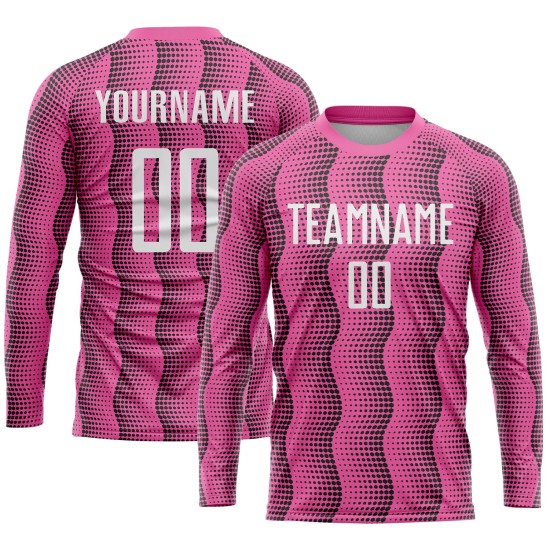 Weißes, rosafarbenes Fußballtrikot mit Sublimationsdruck Weißes, rosafarbenes Fußballtrikot mit Sublimationsdruck