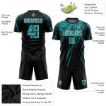 Benutzerdefinierte schwarze Trikot Uniform Sublimation Aqua-Weiß Fußball Benutzerdefinierte schwarze Trikot Uniform Sublimation Aqua-Weiß Fußball