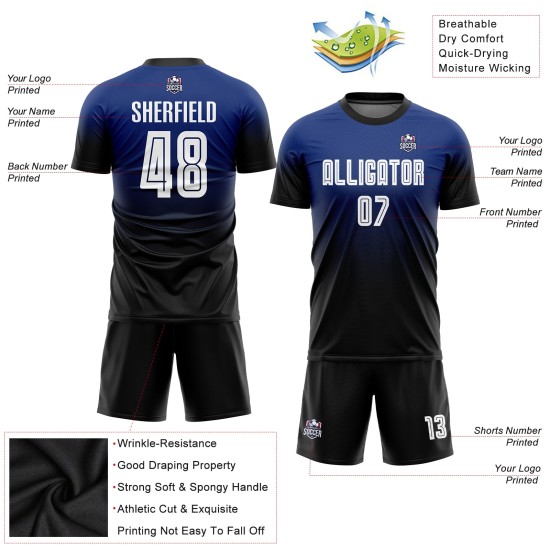 Fade Royal Sublimation Uniform Trikot Custom Soccer Fashion Weiß-Schwarz Fade Royal Sublimation Uniform Trikot Custom Soccer Fashion Weiß-Schwarz