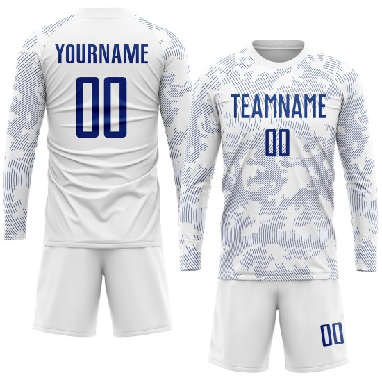 Benutzerdefiniertes Fußball-Sublimationstrikot Royal Uniform Weiß Benutzerdefiniertes Fußball-Sublimationstrikot Royal Uniform Weiß
