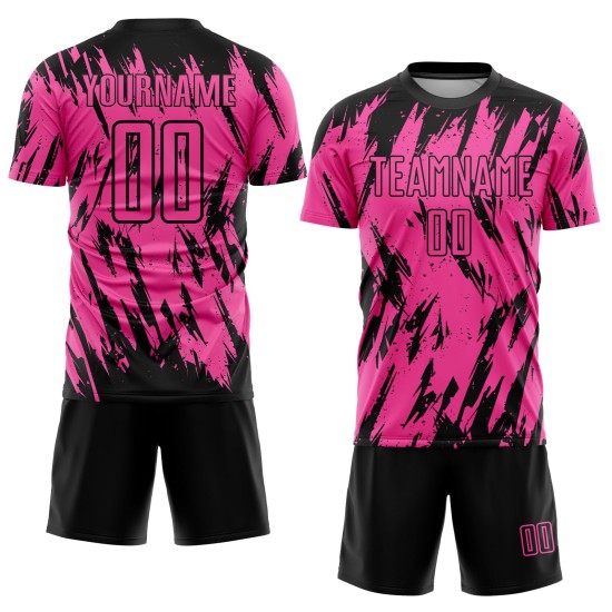 Jersey Sublimation Custom Fußball Rosa Uniform Schwarz Jersey Sublimation Custom Fußball Rosa Uniform Schwarz